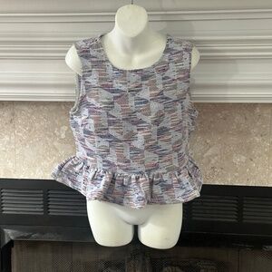 English Factory Woven Peplum Sleeveless Top EUC Size large